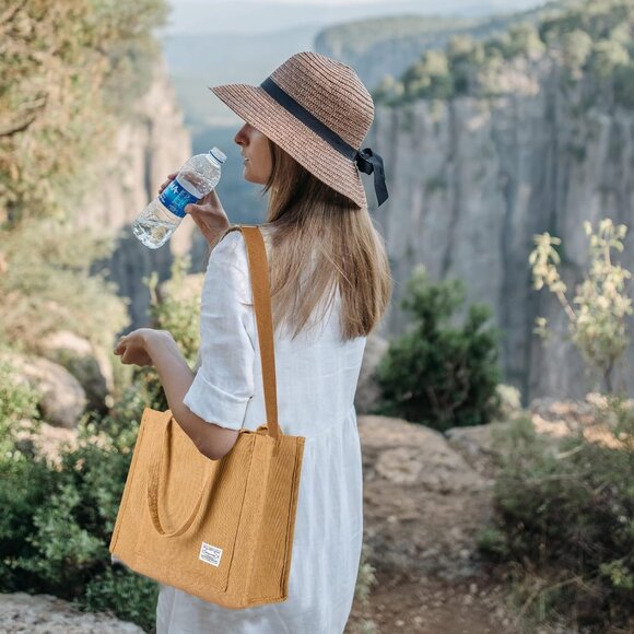 Tote Bag for Women Corduroy Crossbody Tote Bag Purse Women Travel Shoulder Bags - Picture 7 of 9